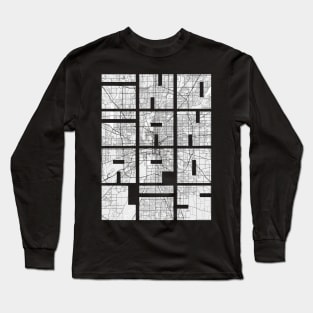Indianapolis, USA City Map Typography - Light Long Sleeve T-Shirt